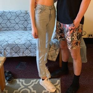 acid wash revice straight leg denim jeans